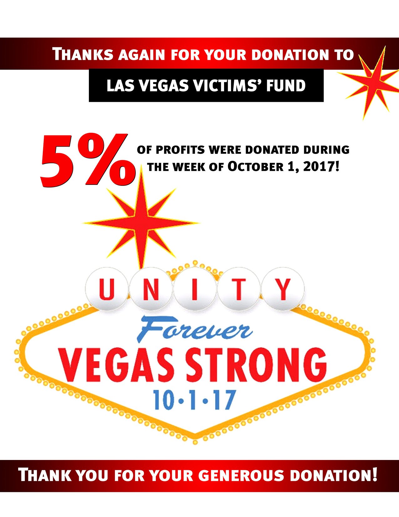 Thank You So Much For Your Donation To The Las Vegas Victims’ Fund!